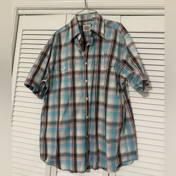 Gibson Men’s Short Sleeve Button Down Shirt Blue - Picture 1 of 4